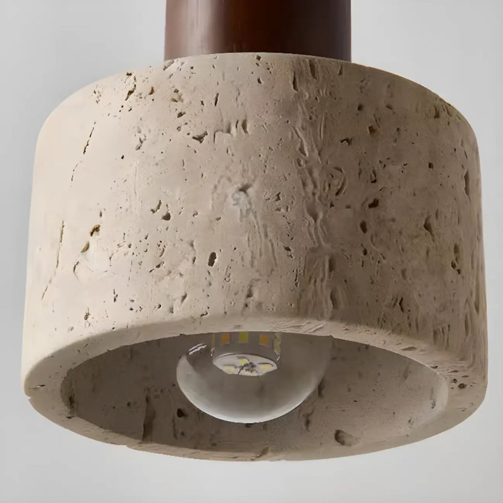 Applique murale marron rustique avec abat-jour en pierre frittée beige