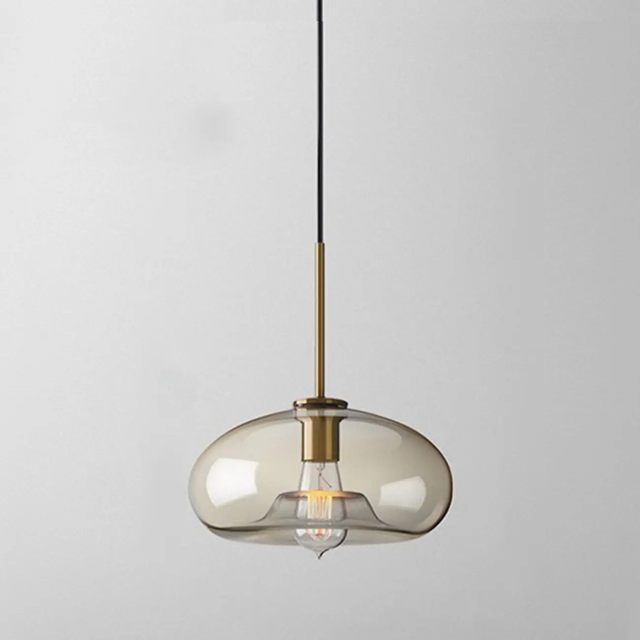 Suspension globe cognac en verre et métal, style minimaliste