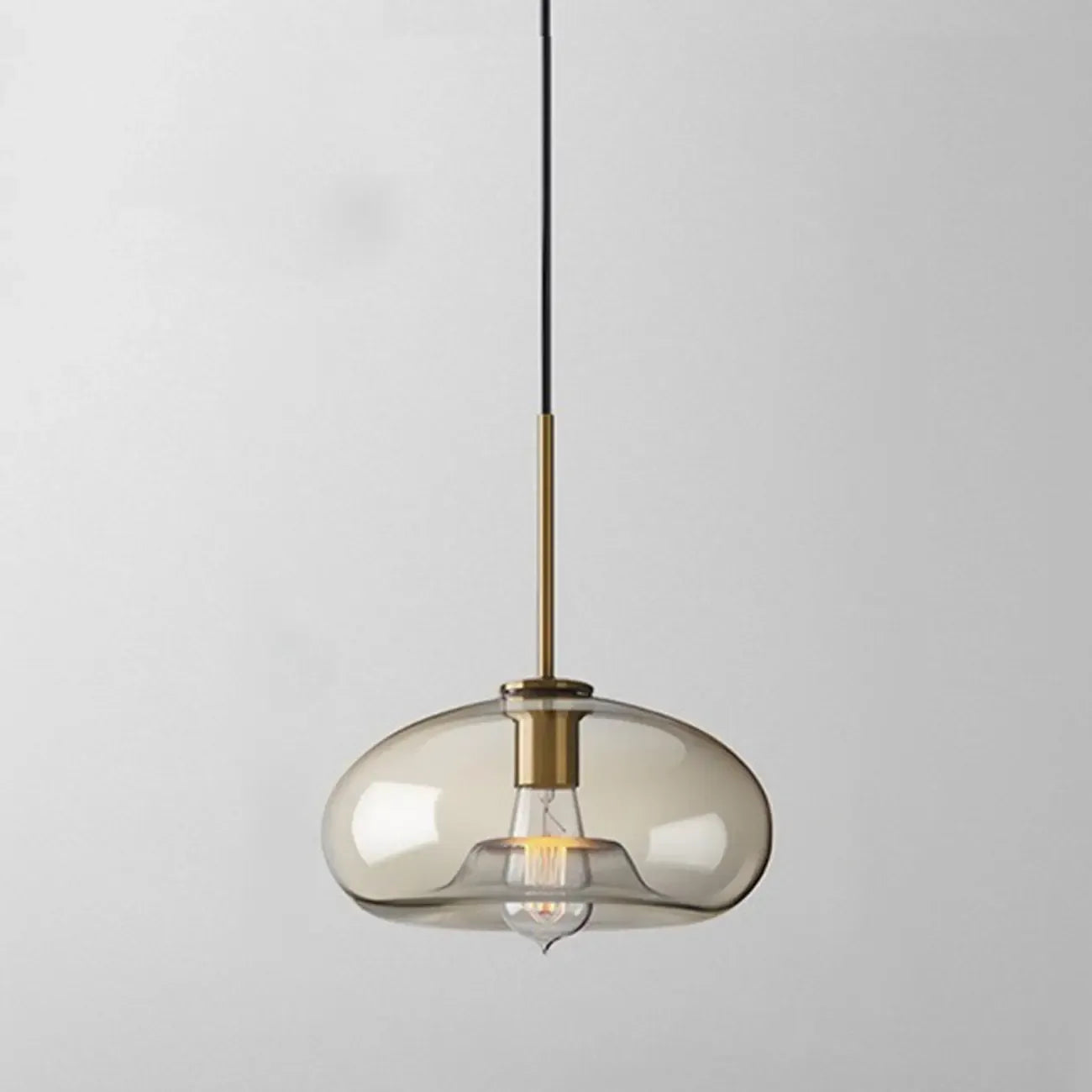 Suspension globe cognac en verre et métal, style minimaliste