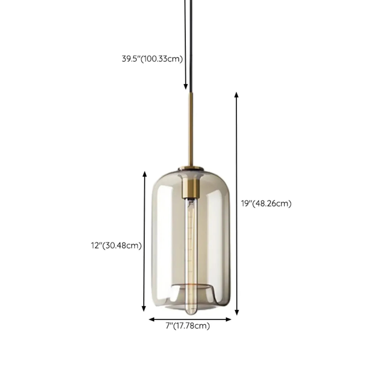 Suspension globe cognac en verre et métal, style minimaliste