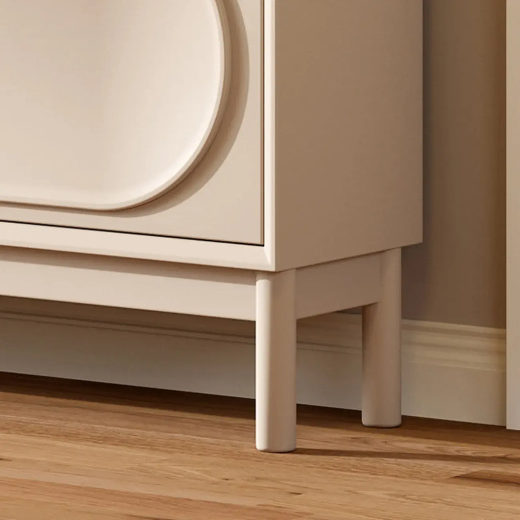 Meuble à chaussures en bois crème avec façade rabattable et 3 tiroirs