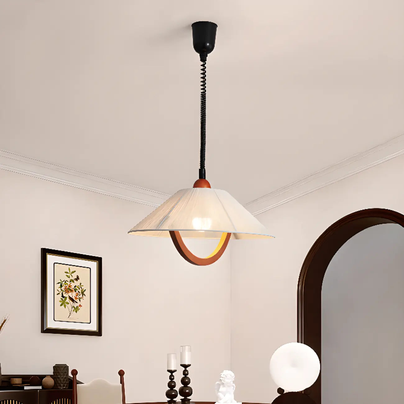 Suspension moderne géométrique en tissu, réglable, pour salle à manger