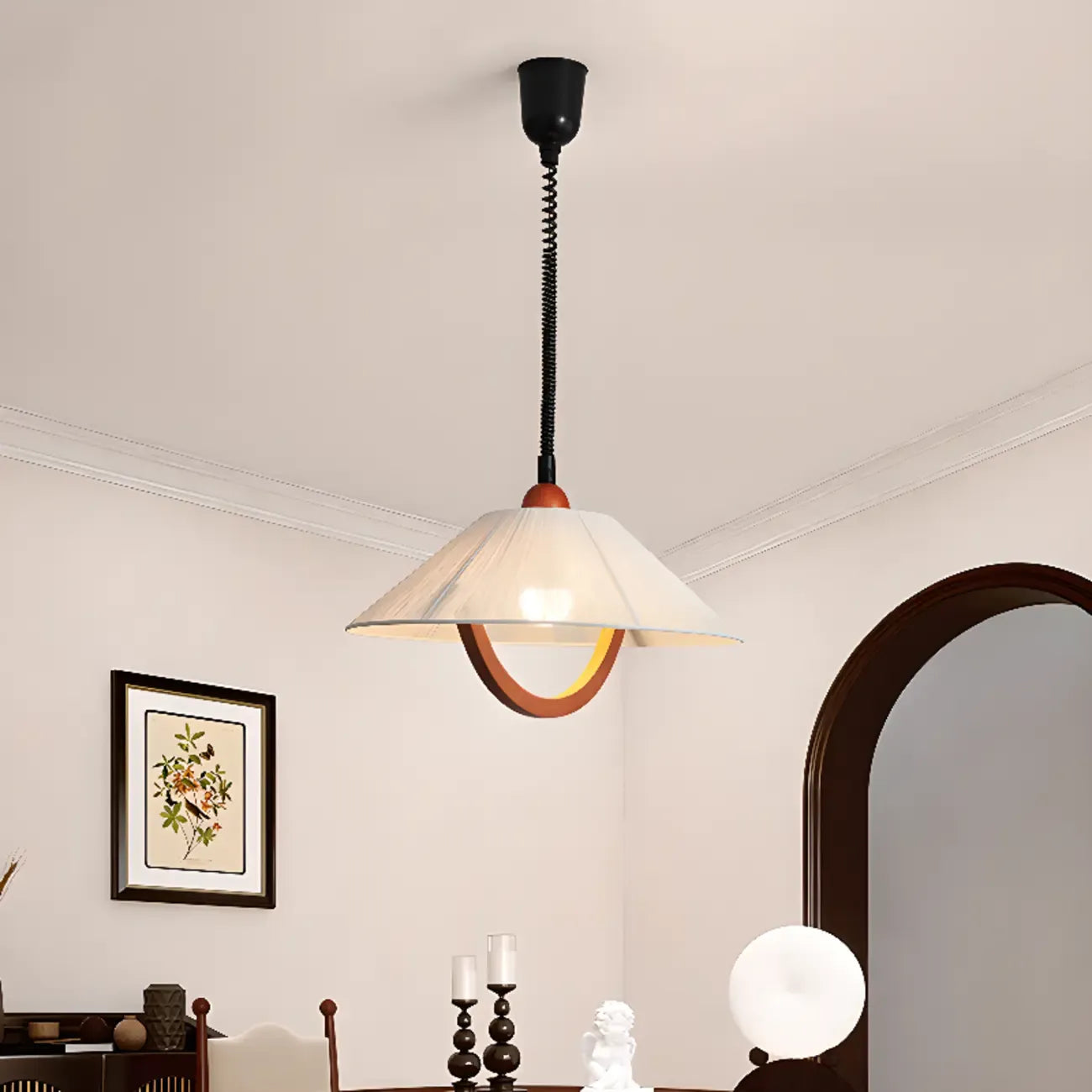 Suspension moderne géométrique en tissu, réglable, pour salle à manger