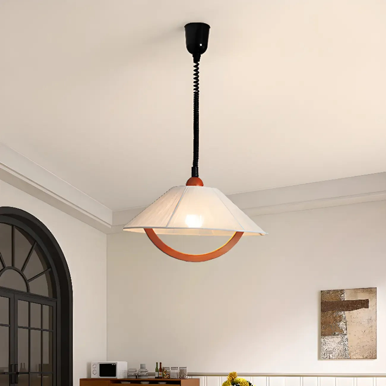 Suspension moderne géométrique en tissu, réglable, pour salle à manger