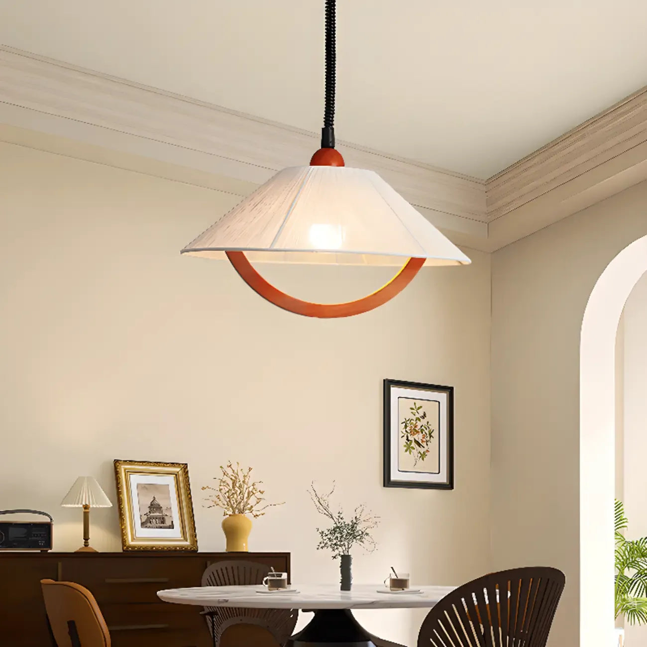 Suspension moderne géométrique en tissu, réglable, pour salle à manger