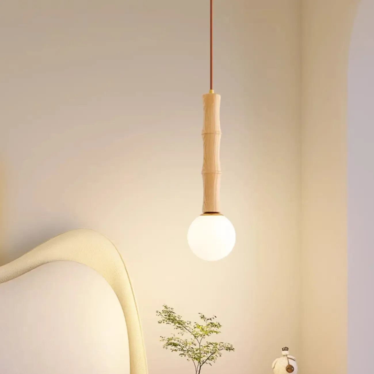 Suspension réglable en bois et verre avec globe