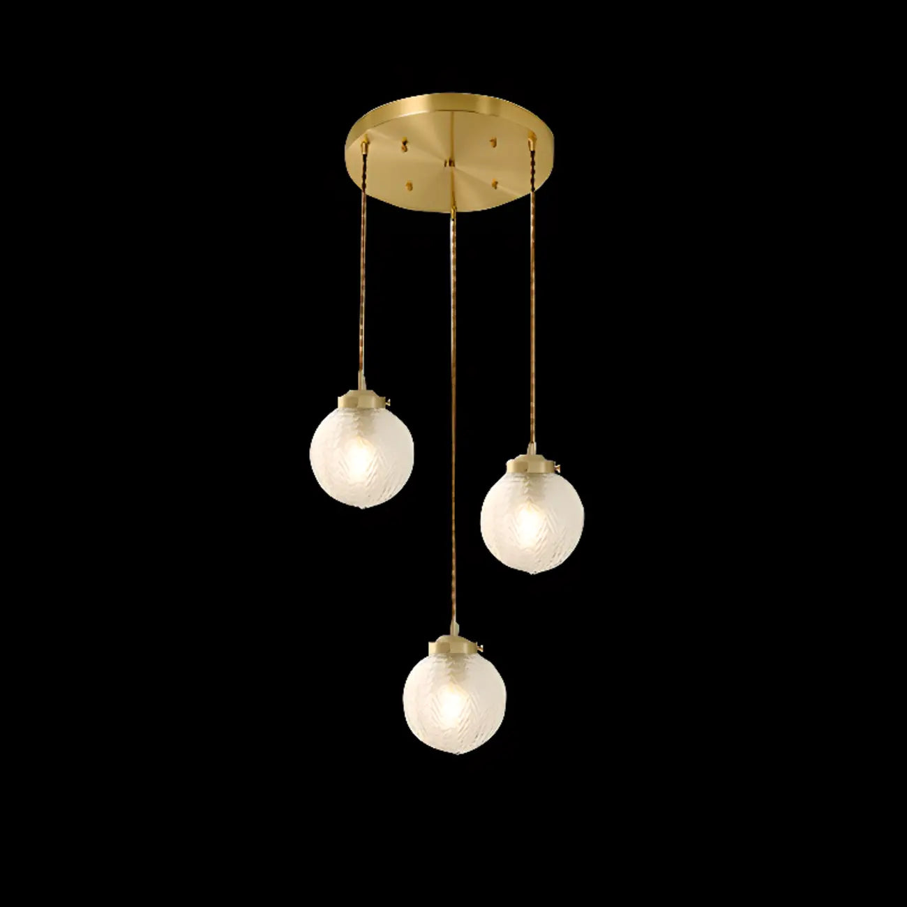 Suspension moderne en verre sculpté doré