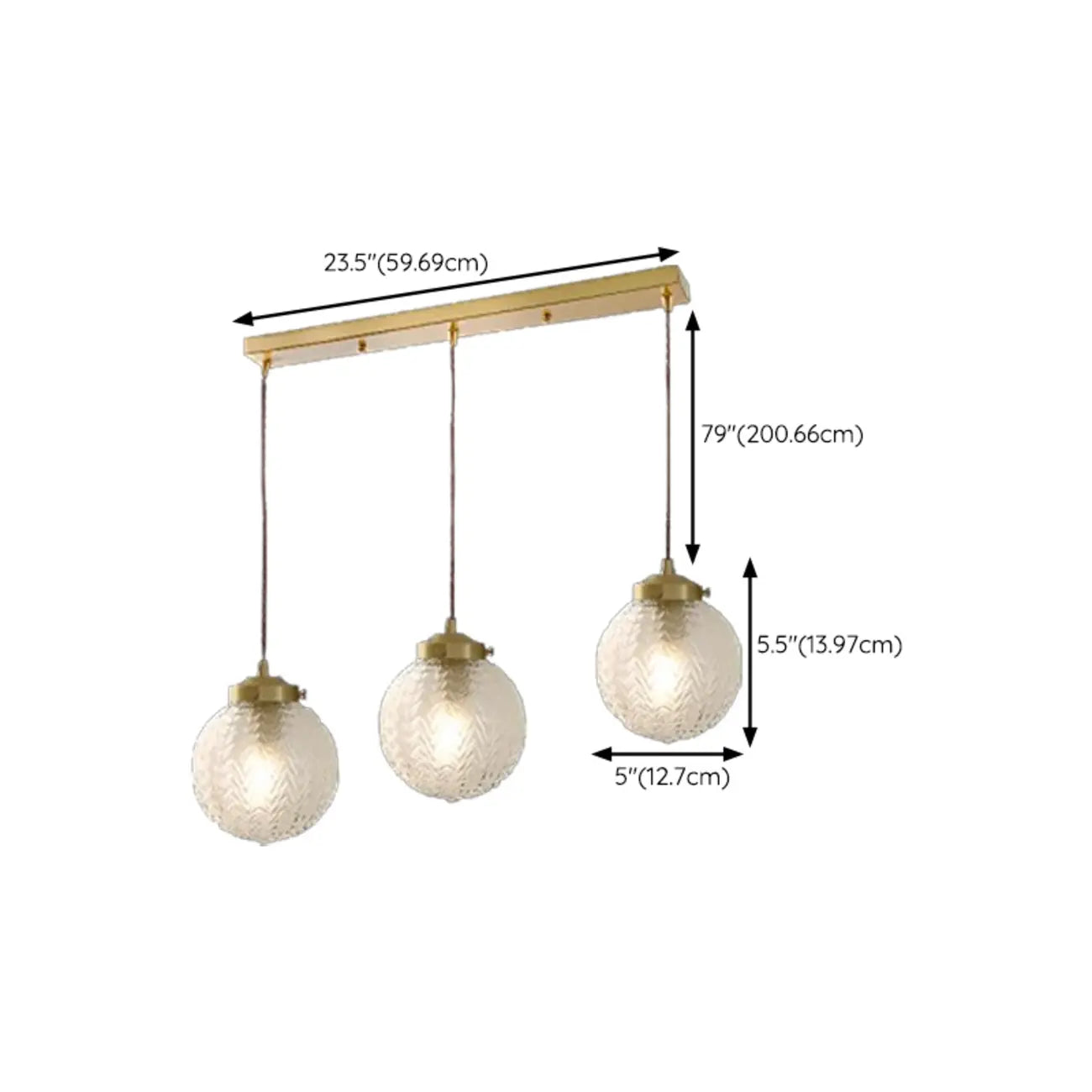 Suspension moderne en verre sculpté doré