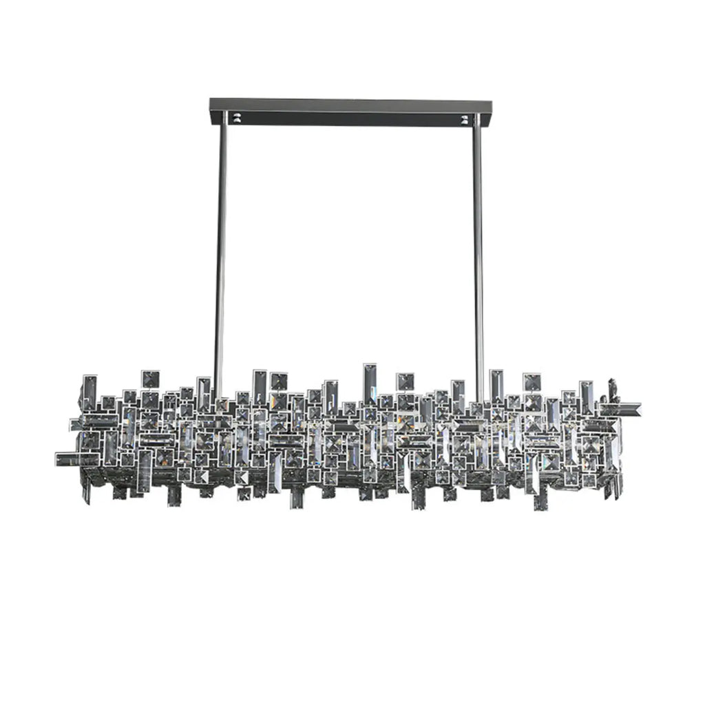 Suspension LED moderne en cristal pour îlot de cuisine, avec variateur à 3 niveaux d'intensité.