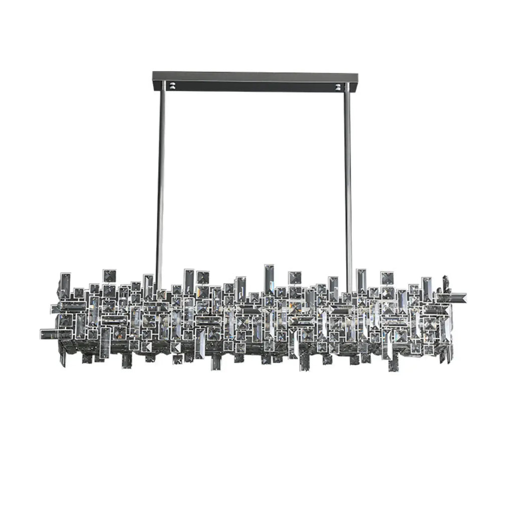Suspension LED moderne en cristal pour îlot de cuisine, avec variateur à 3 niveaux d'intensité.