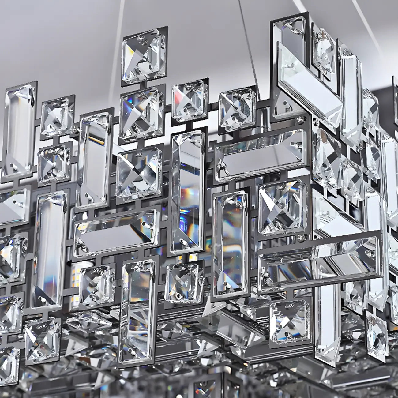 Suspension LED moderne en cristal pour îlot de cuisine, avec variateur à 3 niveaux d'intensité.