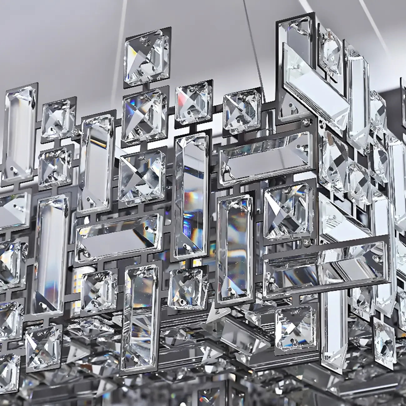 Suspension LED moderne en cristal pour îlot de cuisine, avec variateur à 3 niveaux d'intensité.