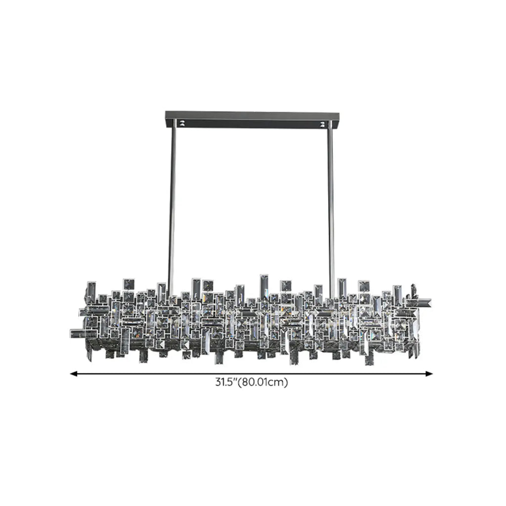 Suspension LED moderne en cristal pour îlot de cuisine, avec variateur à 3 niveaux d'intensité.