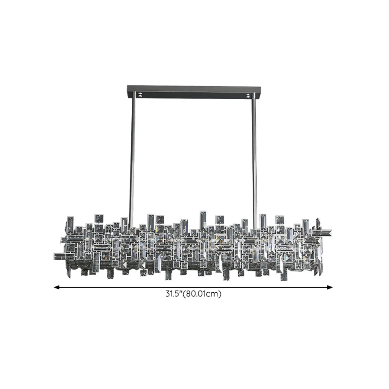 Suspension LED moderne en cristal pour îlot de cuisine, avec variateur à 3 niveaux d'intensité.