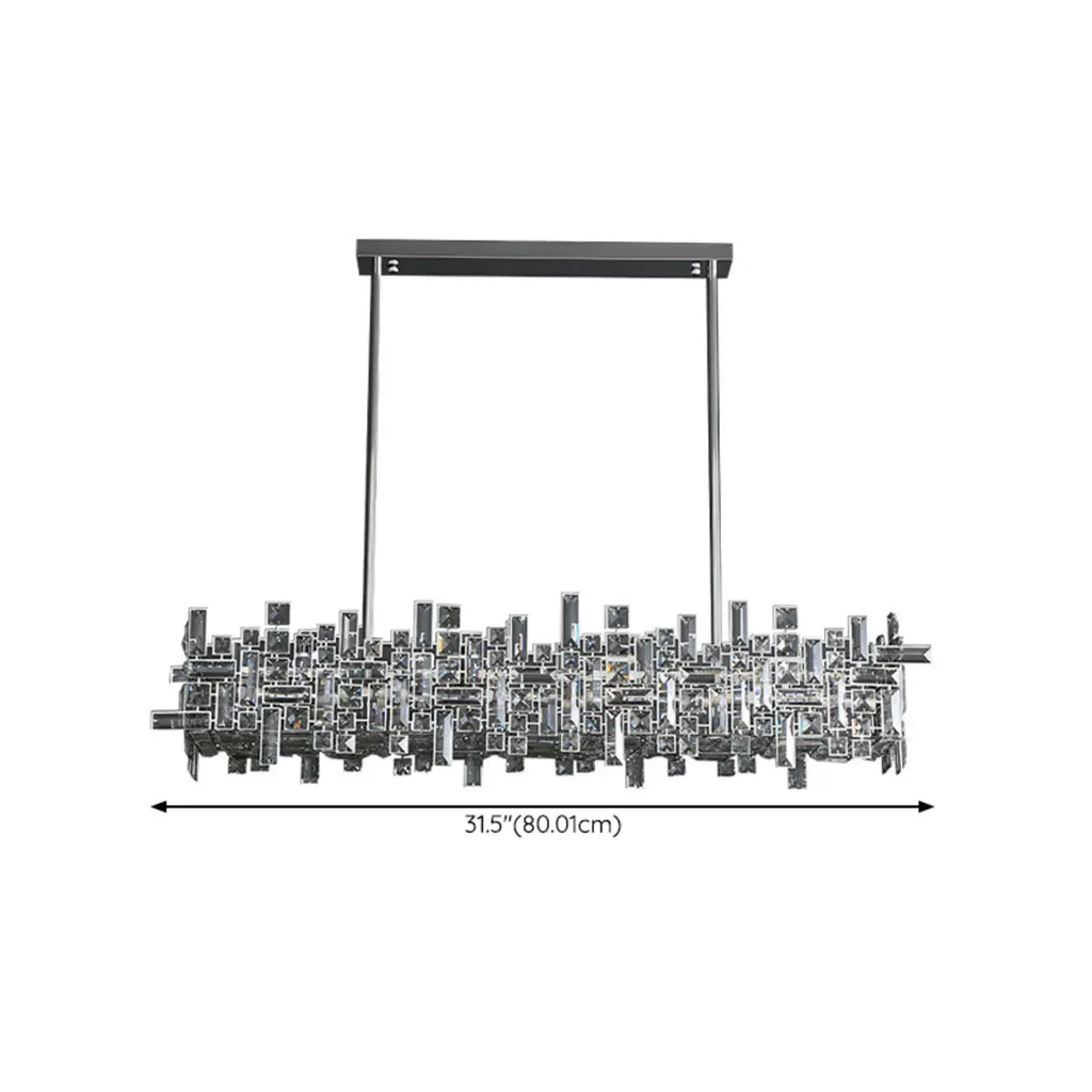 Suspension LED moderne en cristal pour îlot de cuisine, avec variateur à 3 niveaux d'intensité.