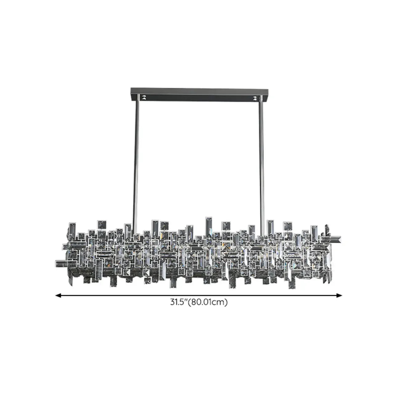 Suspension LED moderne en cristal pour îlot de cuisine, avec variateur à 3 niveaux d'intensité.