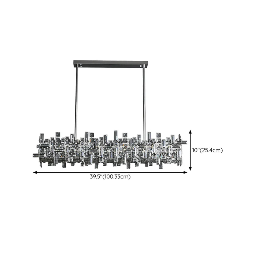 Suspension LED moderne en cristal pour îlot de cuisine, avec variateur à 3 niveaux d'intensité.