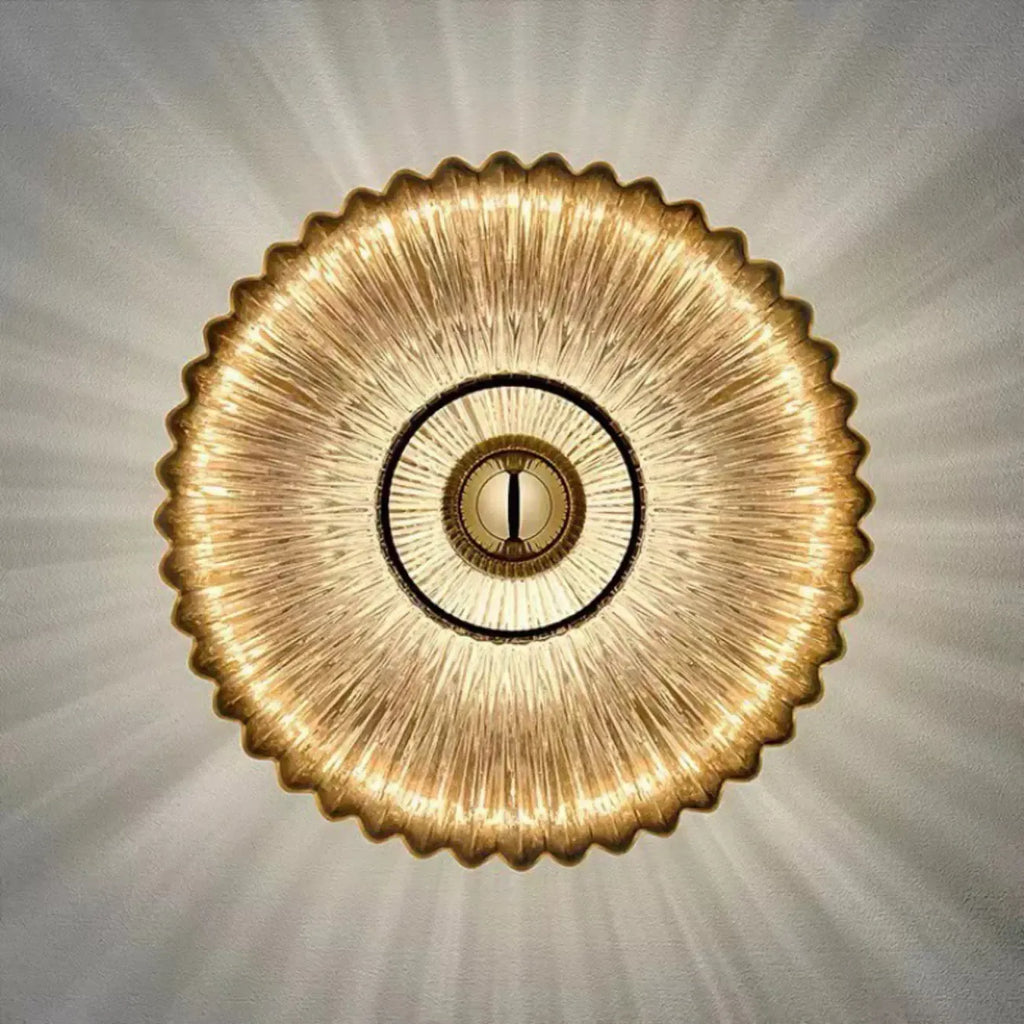 Applique murale moderne en verre doré à motif ondulé