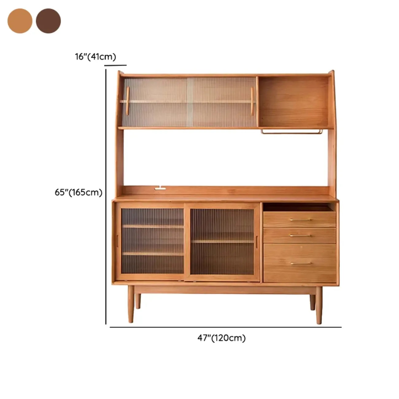 Buffet à trois tiroirs et portes coulissantes en bois naturel