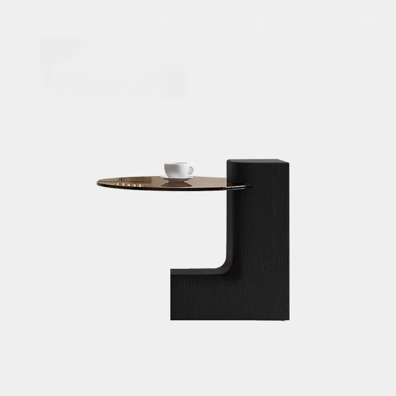 Table basse ronde moderne en bois et plateau en verre