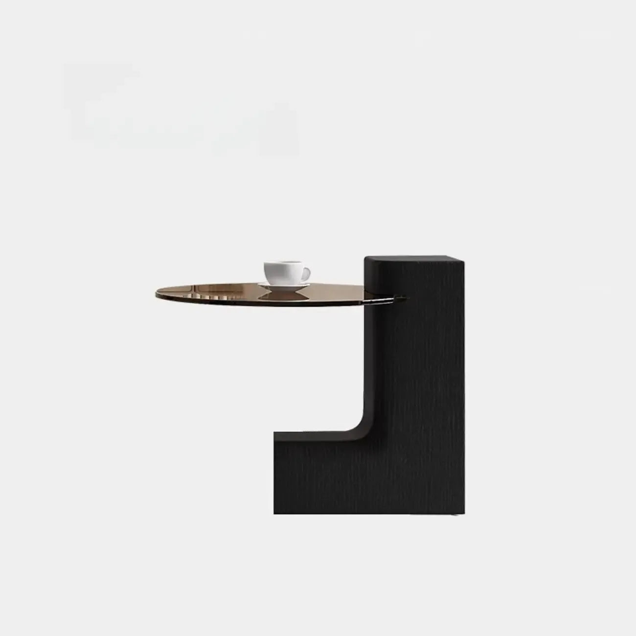 Table basse ronde moderne en bois et plateau en verre