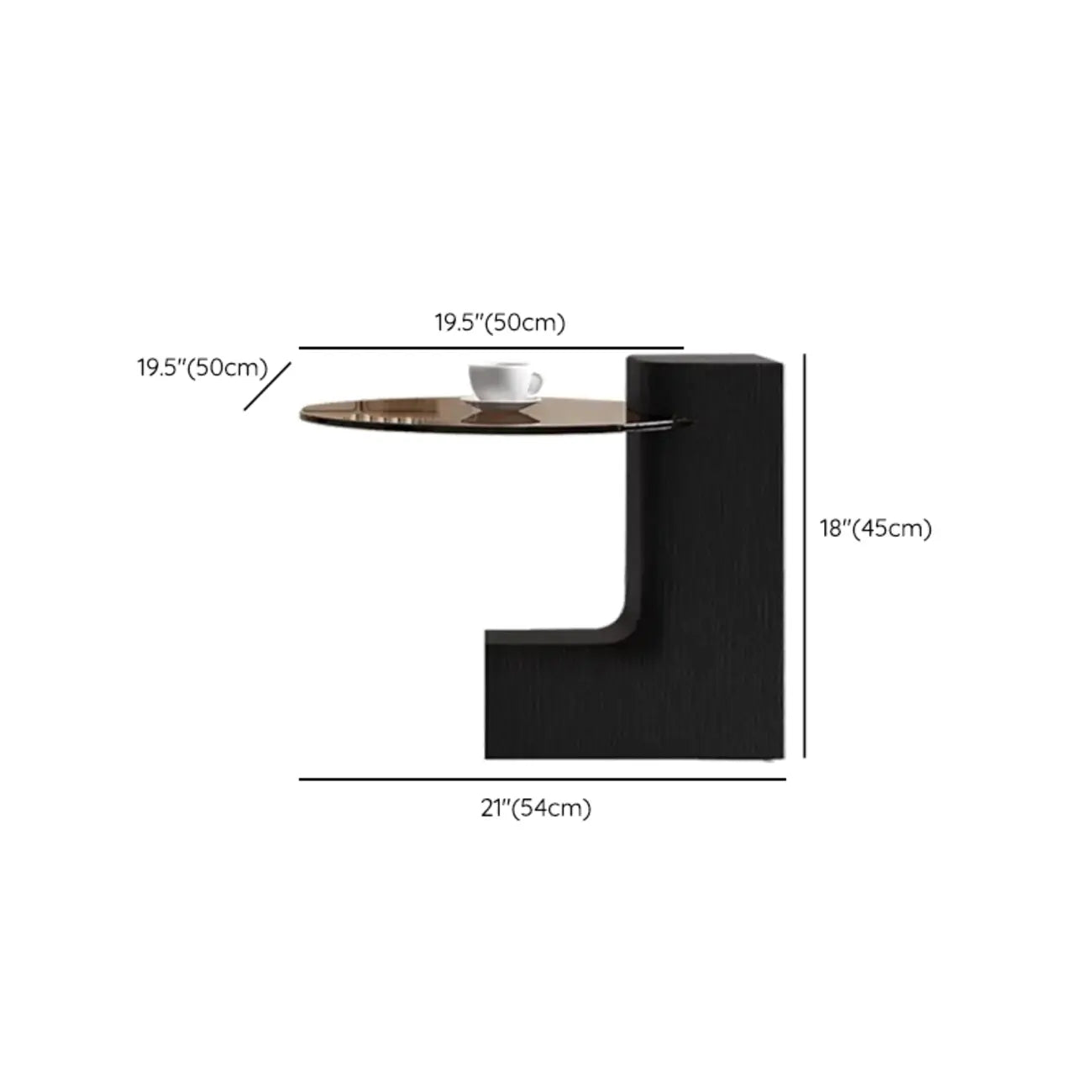 Table basse ronde moderne en bois et plateau en verre