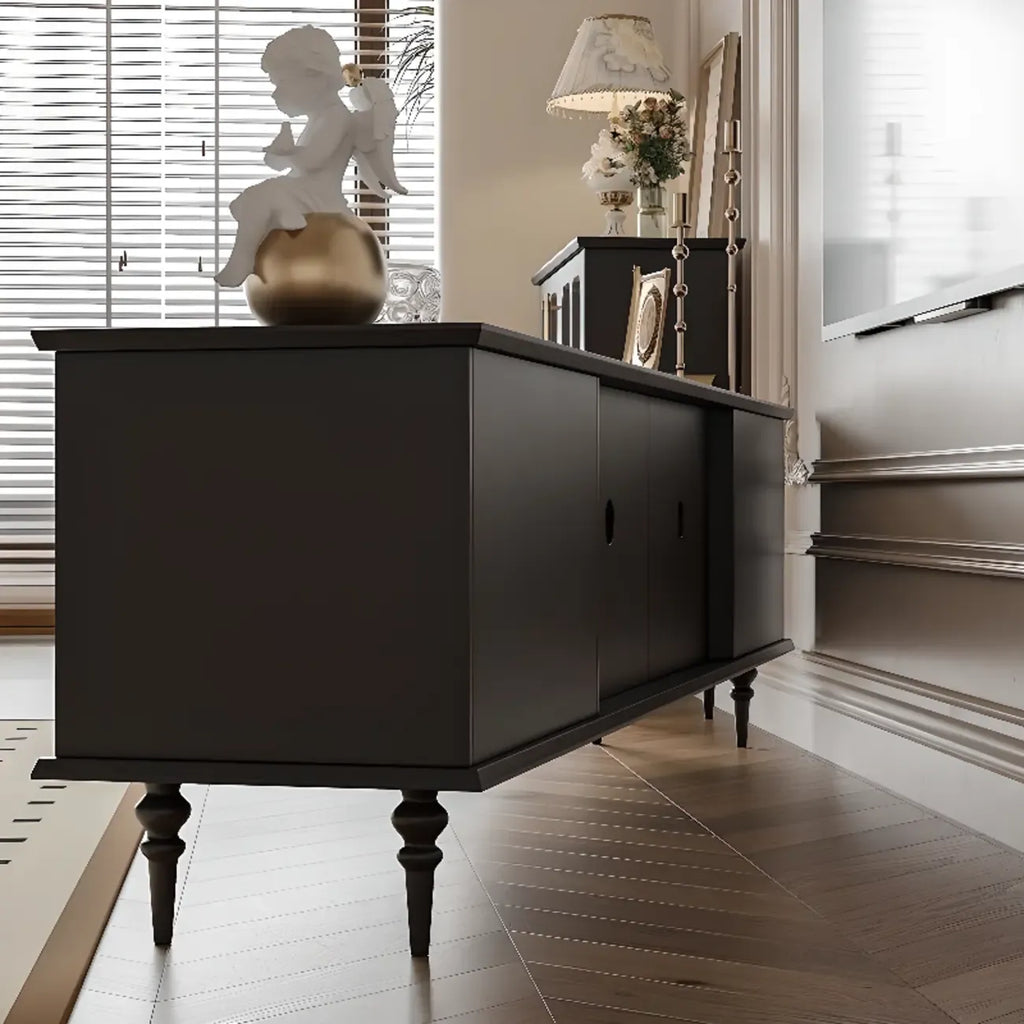 Meuble TV en bois de style campagnard français avec finition noire