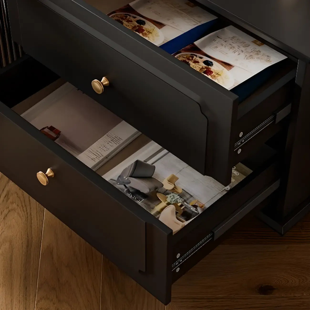 Meuble TV en bois de style campagnard français avec finition noire