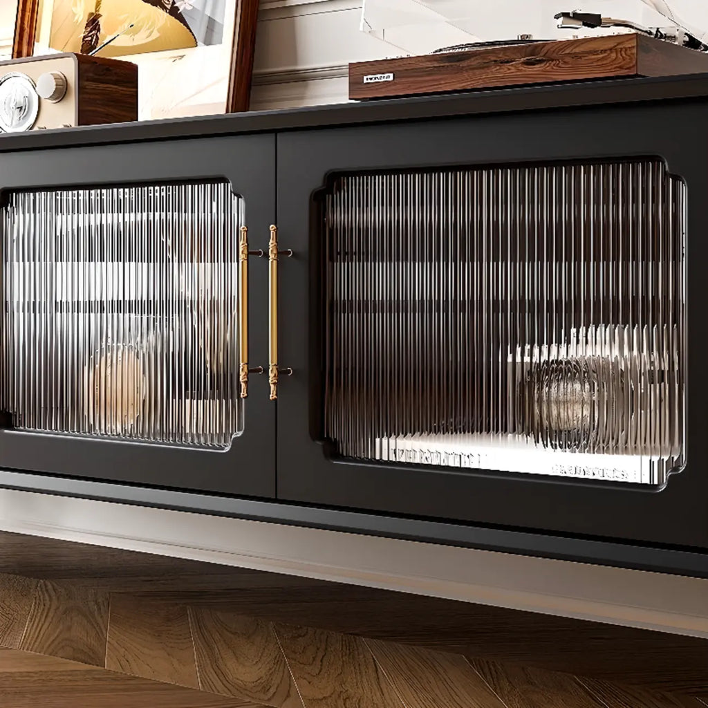 Meuble TV en bois de style campagnard français avec finition noire