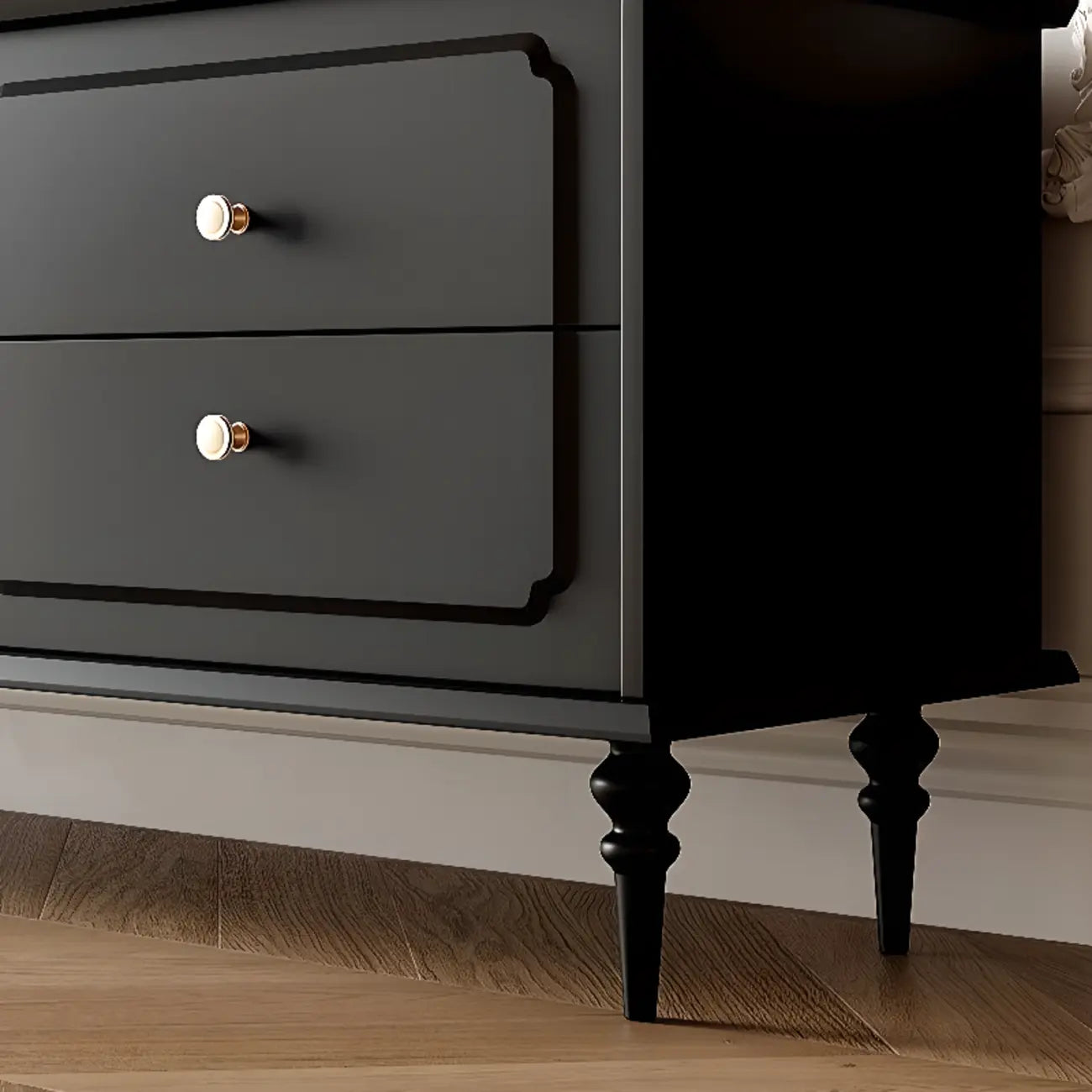 Meuble TV en bois de style campagnard français avec finition noire