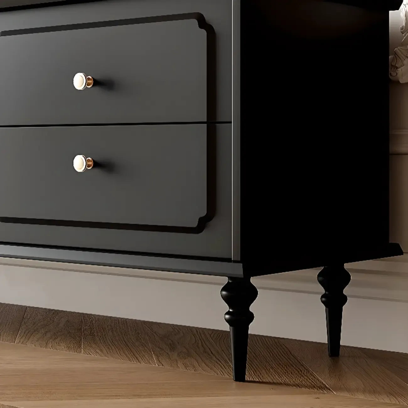 Meuble TV en bois de style campagnard français avec finition noire