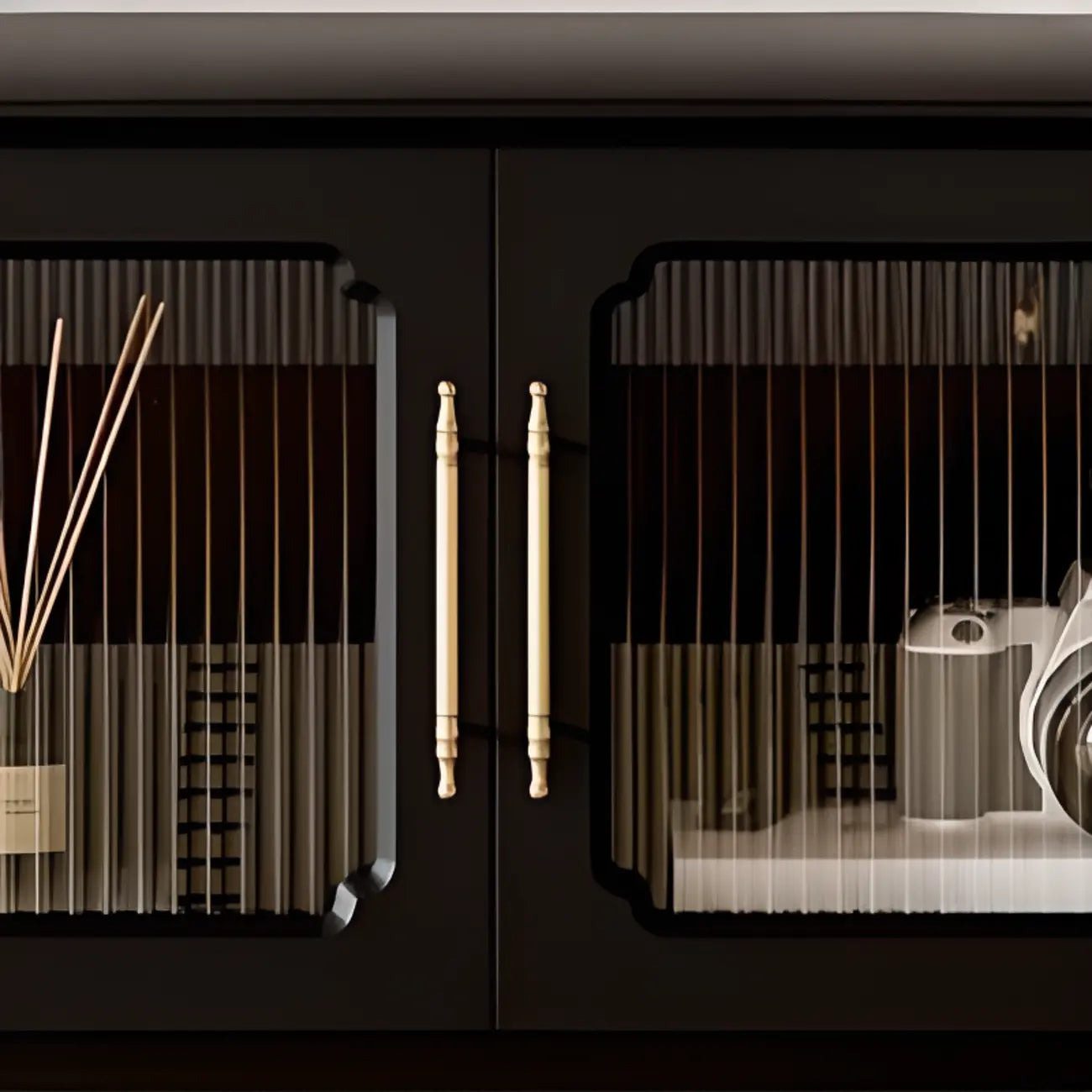 Meuble TV en bois de style campagnard français avec finition noire