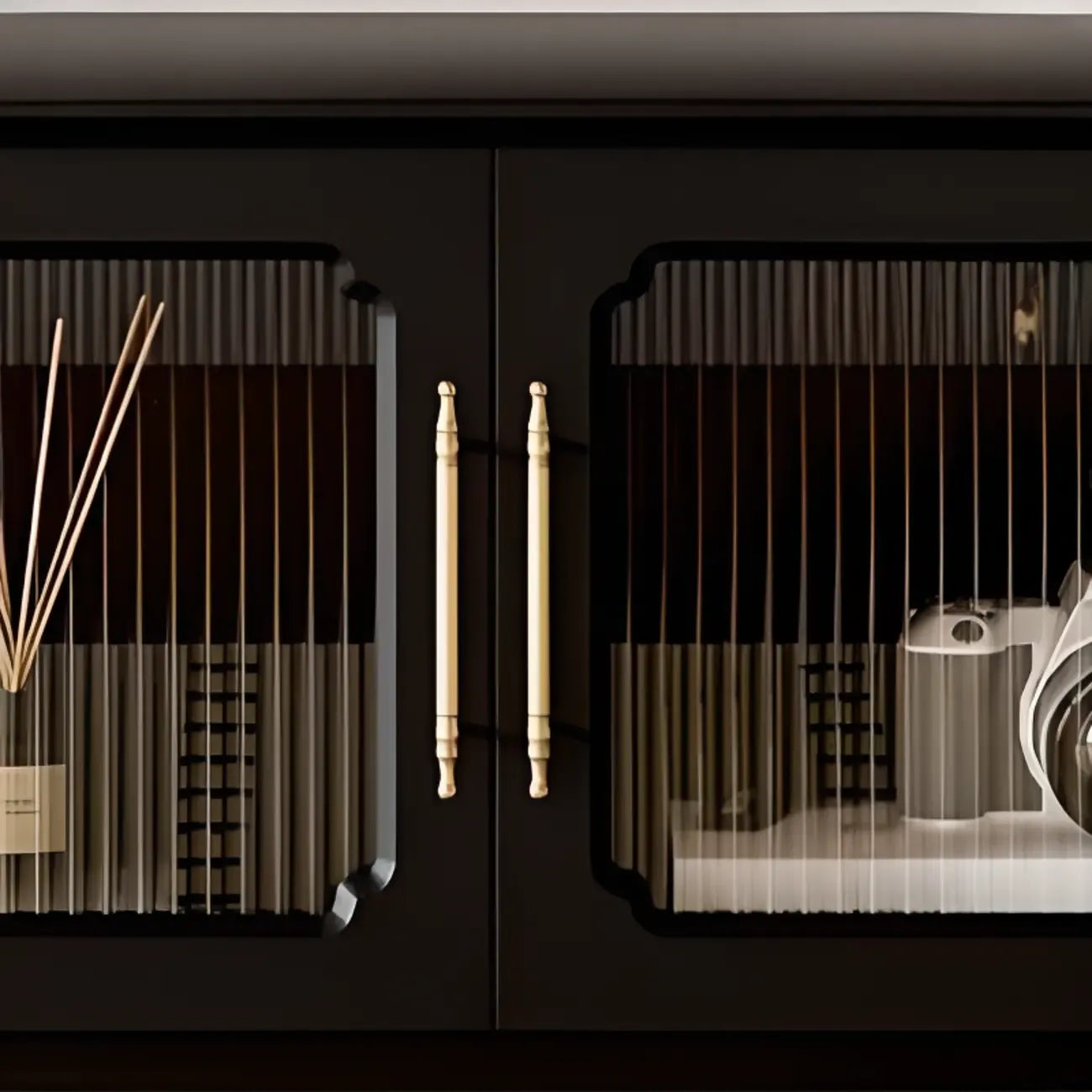 Meuble TV en bois de style campagnard français avec finition noire