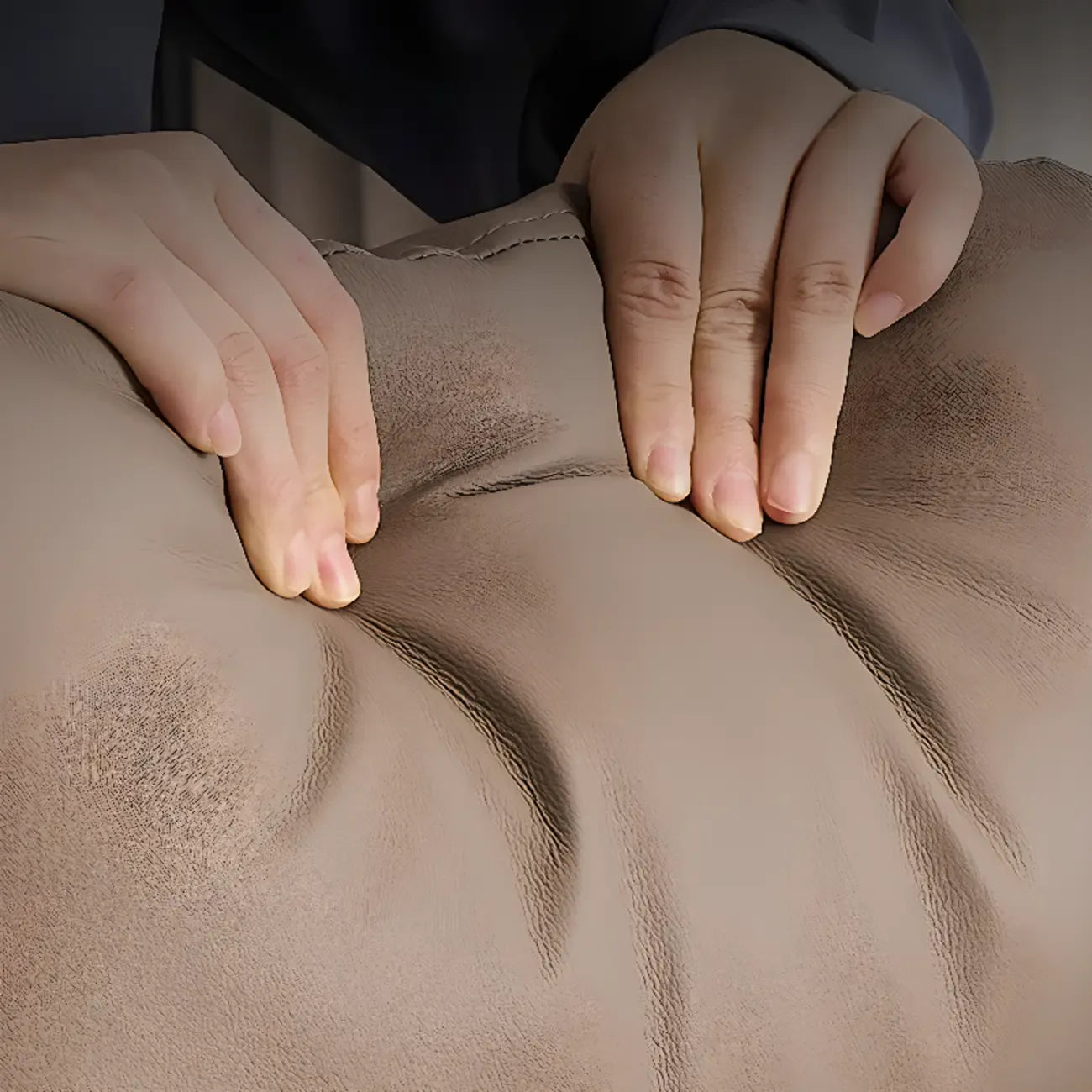 Fauteuil de bureau pivotant et inclinable en cuir beige réglable