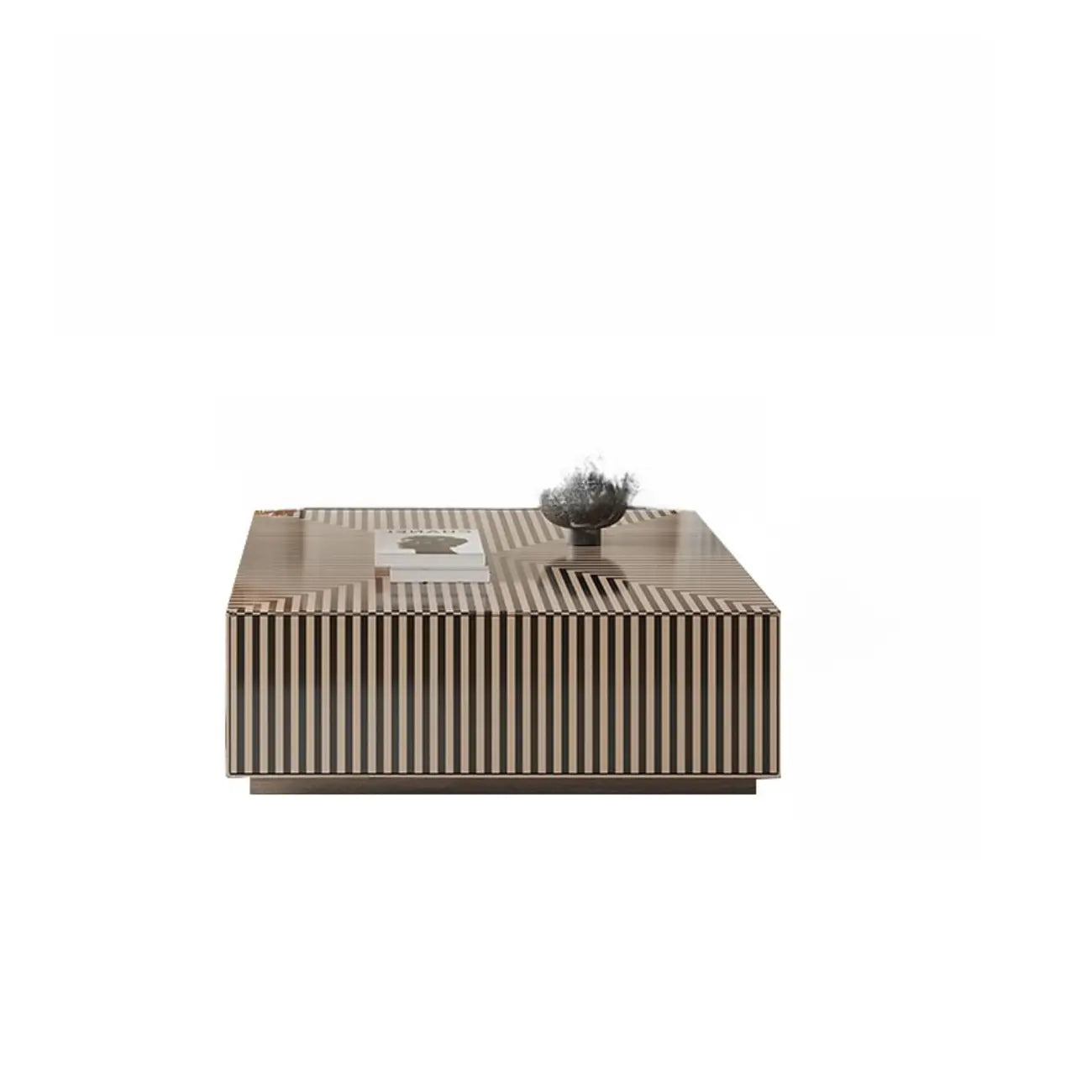 Table basse ronde à tiroirs en bois à rayures noires et blanches