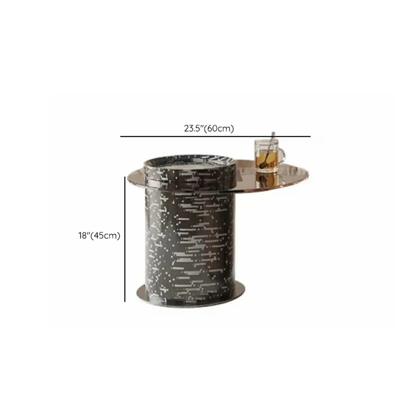 Table basse ronde à tiroirs en bois à rayures noires et blanches