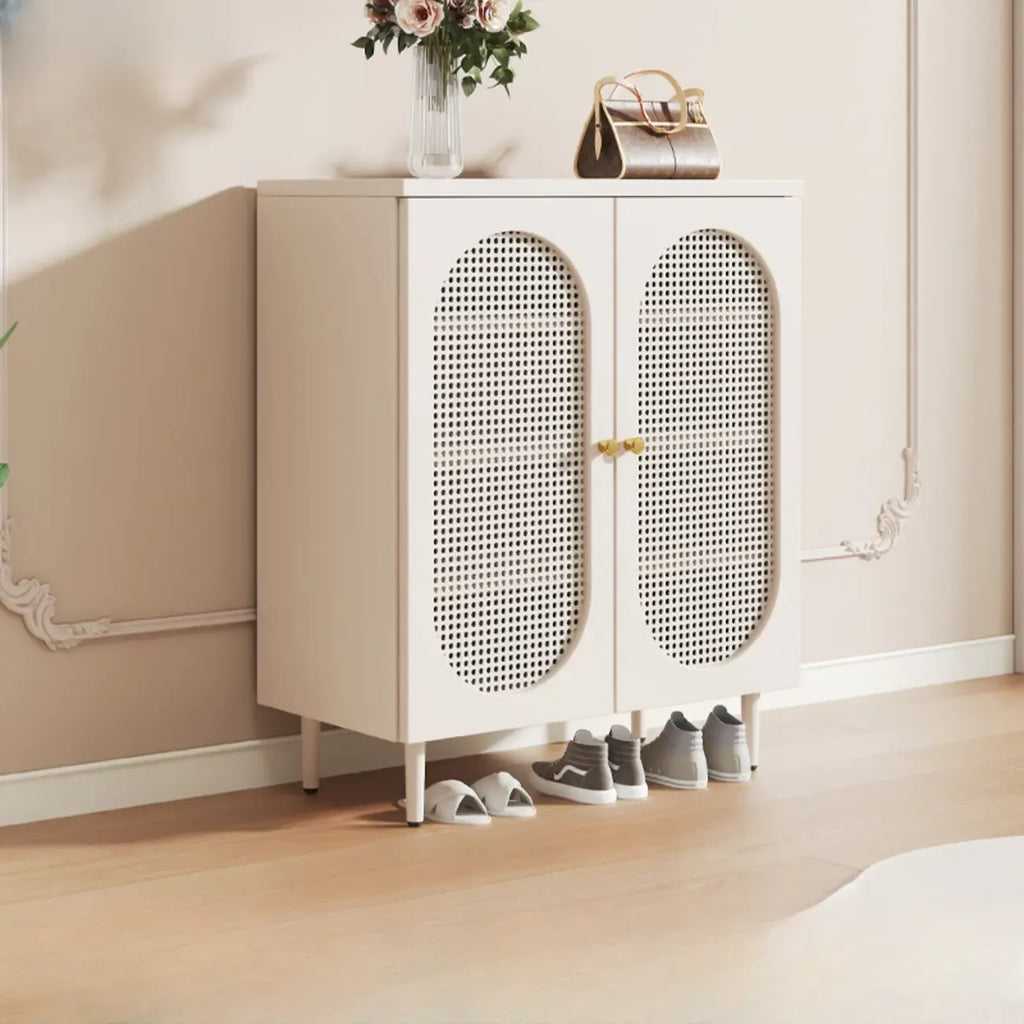 Meuble à chaussures d'entrée moderne en bois blanc avec portes