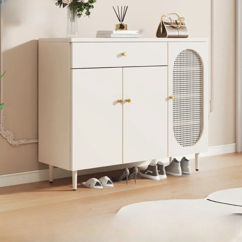 Meuble à chaussures d'entrée moderne en bois blanc avec portes