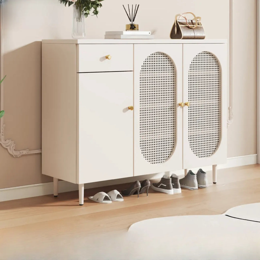 Meuble à chaussures d'entrée moderne en bois blanc avec portes