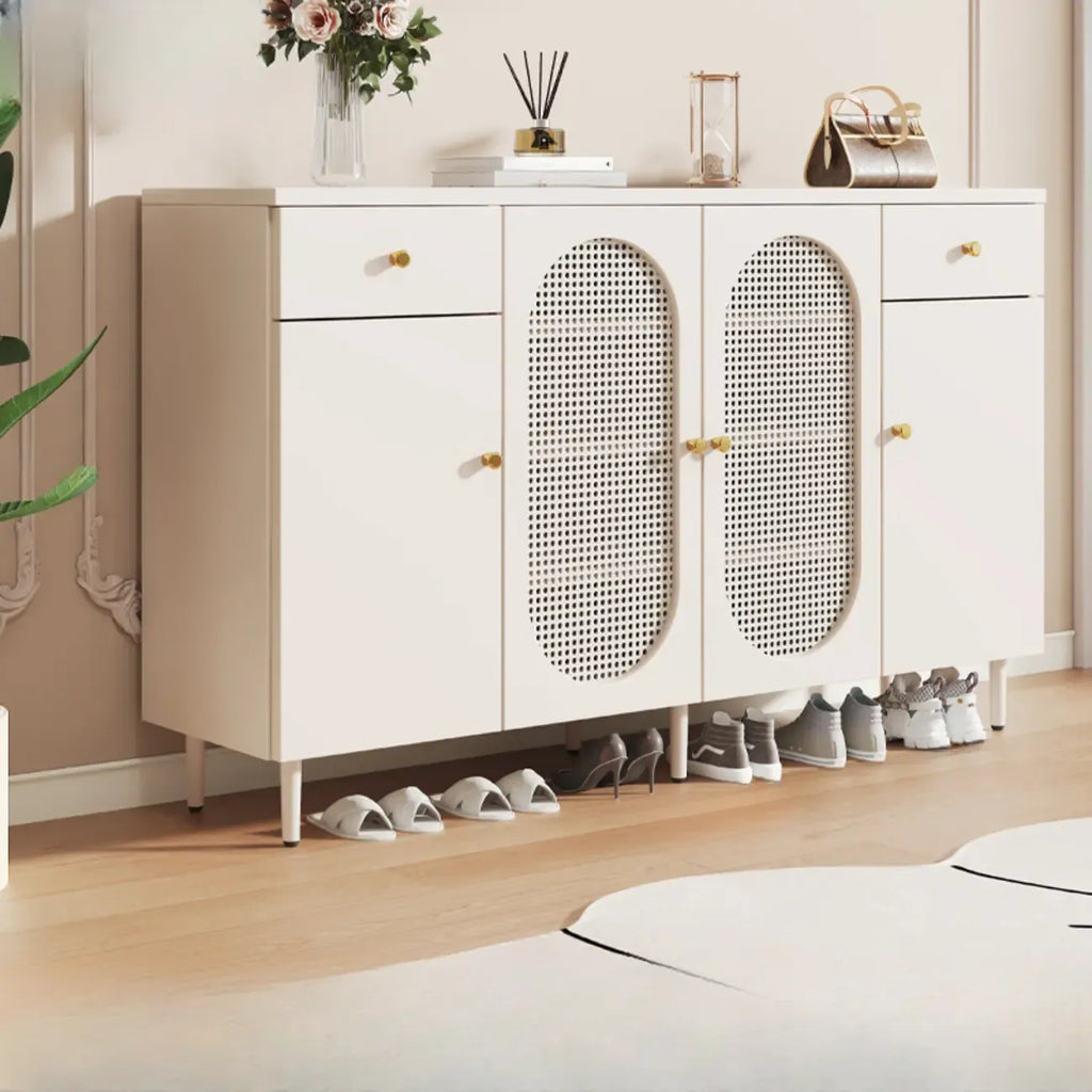 Meuble à chaussures d'entrée moderne en bois blanc avec portes