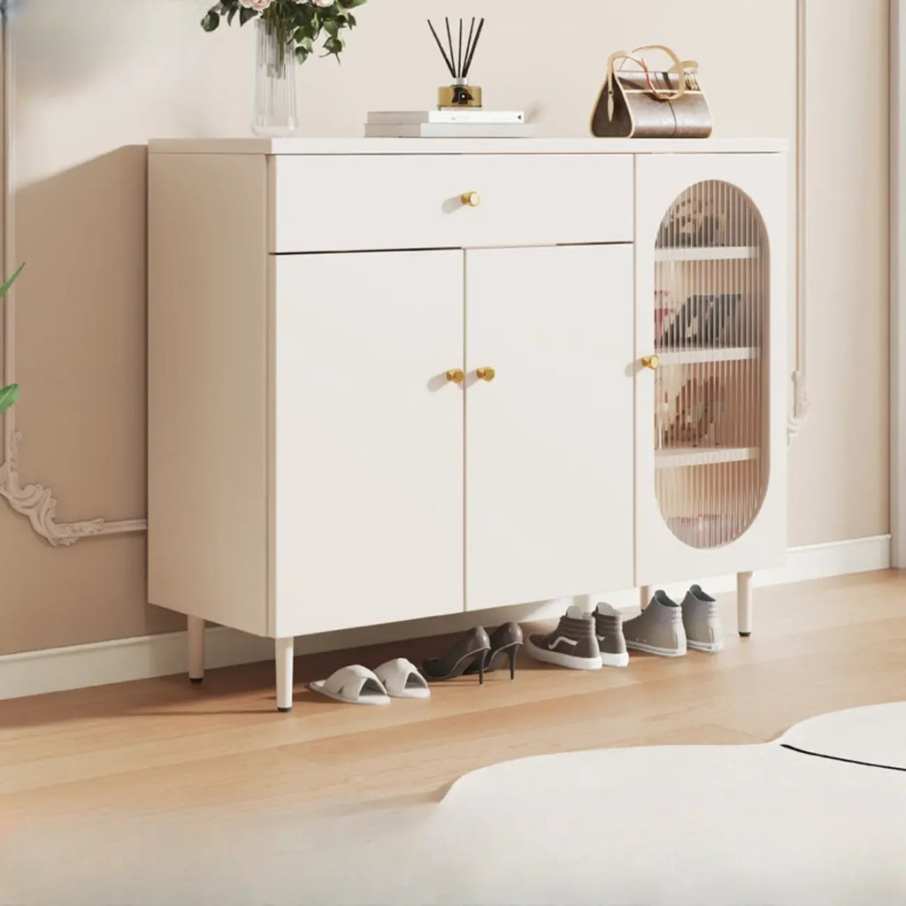 Meuble à chaussures d'entrée moderne en bois blanc avec portes