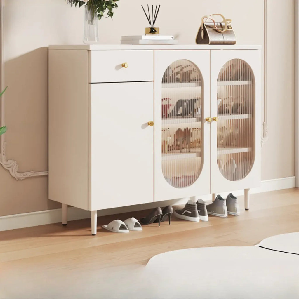 Meuble à chaussures d'entrée moderne en bois blanc avec portes