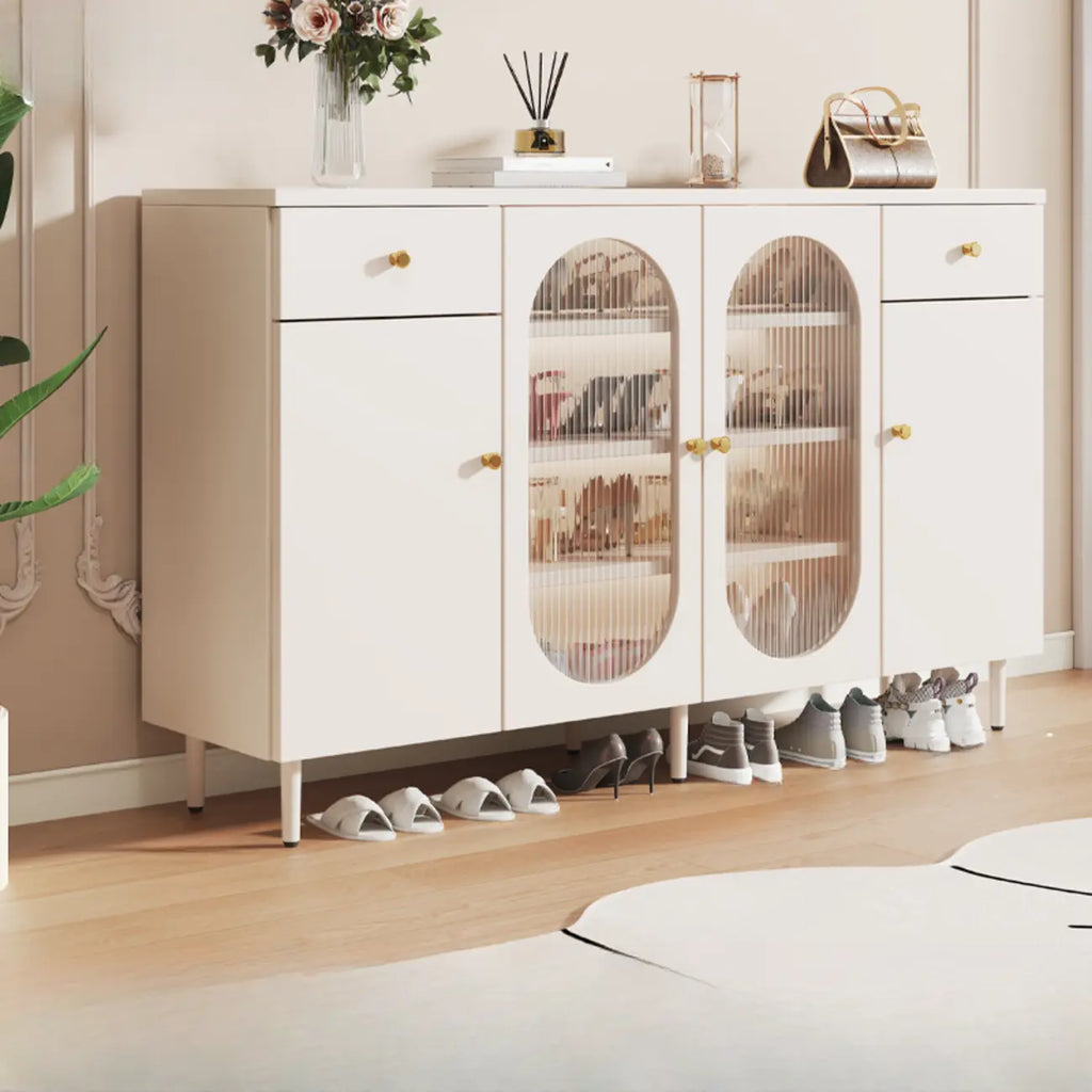 Meuble à chaussures d'entrée moderne en bois blanc avec portes