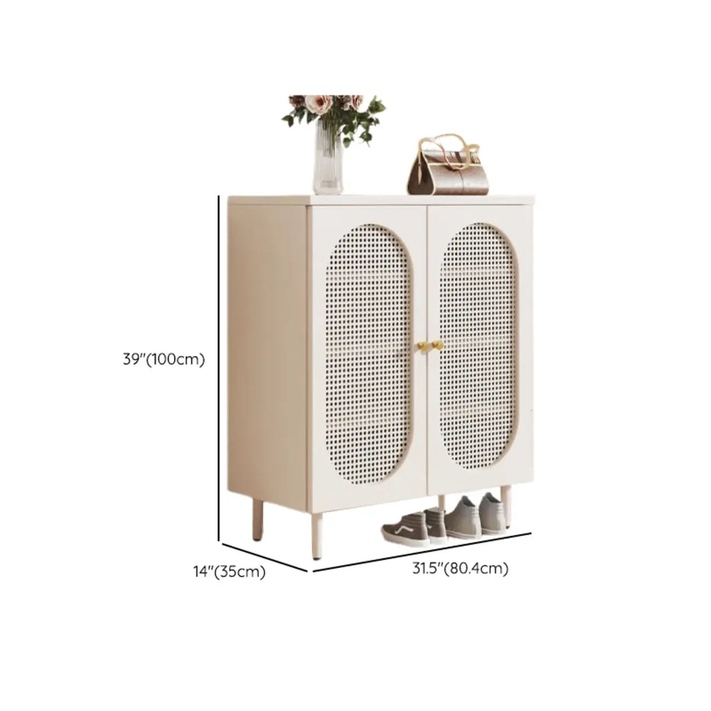 Meuble à chaussures d'entrée moderne en bois blanc avec portes