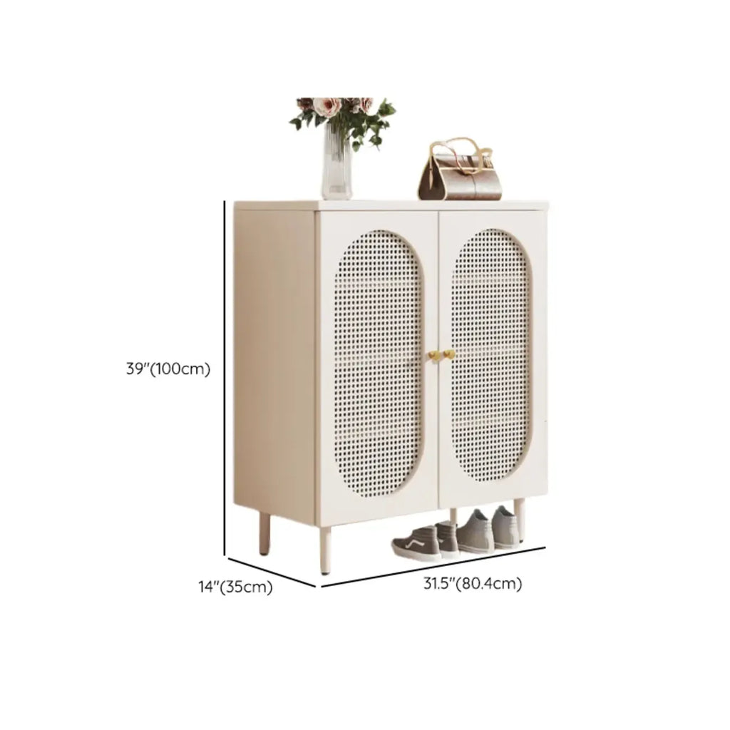 Meuble à chaussures d'entrée moderne en bois blanc avec portes