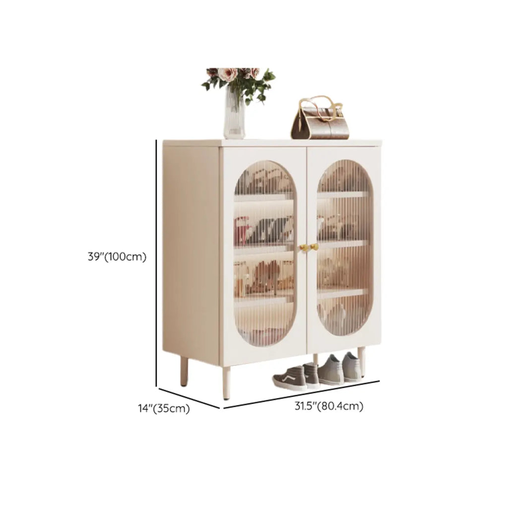 Meuble à chaussures d'entrée moderne en bois blanc avec portes