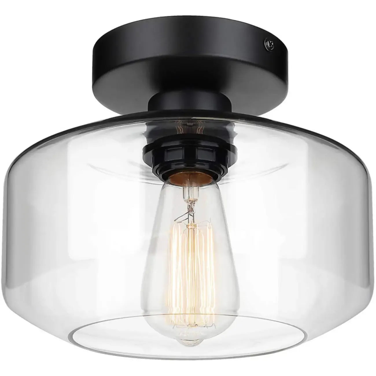 Plafonnier semi-encastré industriel en verre transparent pour couloir