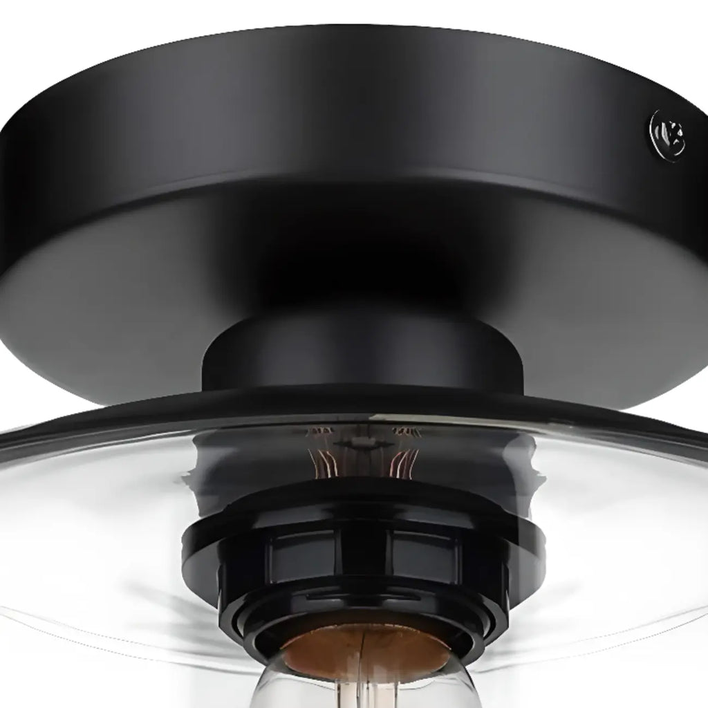 Plafonnier semi-encastré industriel en verre transparent pour couloir