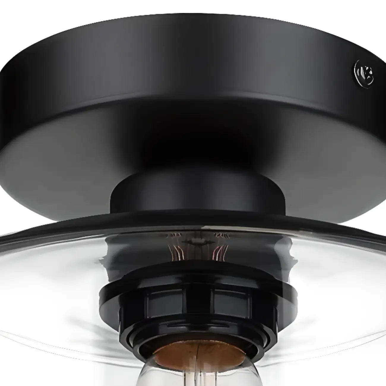 Plafonnier semi-encastré industriel en verre transparent pour couloir