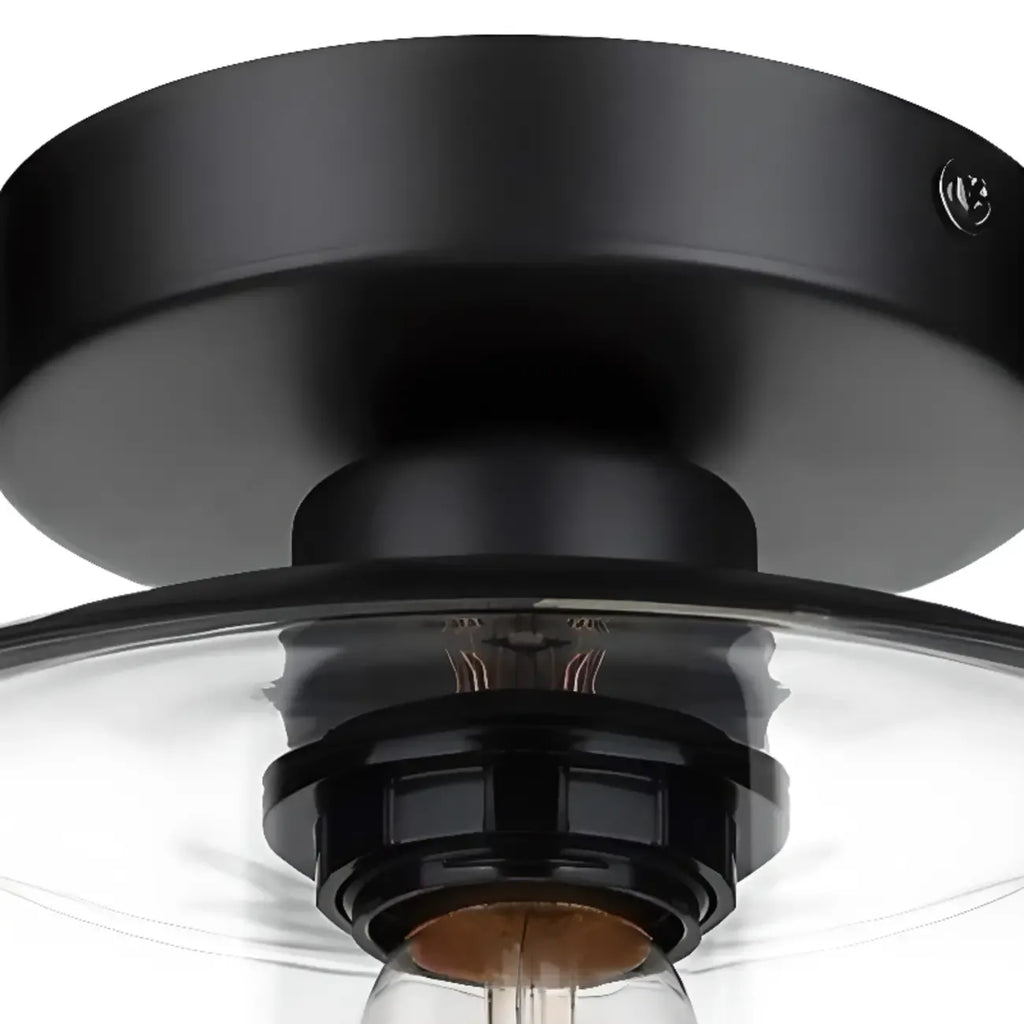 Plafonnier semi-encastré industriel en verre transparent pour couloir